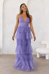 Twinkle Season Glitter Maxi Dress Dusty Violet