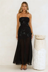 Timeless Affair Strapless mesh Maxi Dress Black