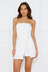 Time To Myself Strapless Romper White