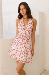 Floral Fiesta Halter Mini Dress Print