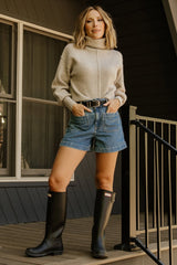 Frannie Knit Turtleneck Sweater | Taupe