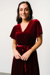 Nadine Velvet Midi Dress | Merlot