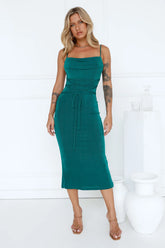 Doubled Up Mesh Midi Dress Teal