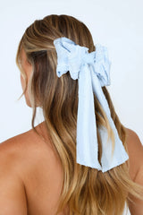 Textured Bow Hair Clip Blue