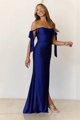 Whispers Of Dusk Off Shoulder Maxi Dress Navy
