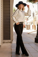 Harrington Sweater | Cream + Black