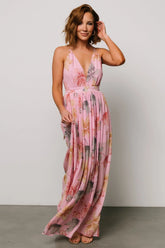 Suvi Open Back Maxi Dress | Pink Print