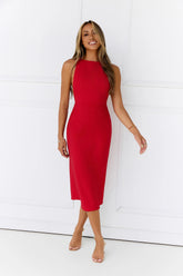 Executive Edge Midi Dress Red