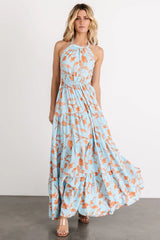 Laie Back Tie Maxi Dress | Blue + Orange