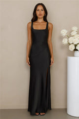 The Evelina Satin Maxi Dress Black