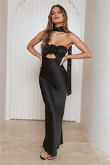 Trend Lover Satin Maxi Dress Black
