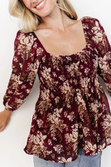 Fenna Smocked Top | Burgundy Floral
