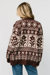 Jackson Oversized Cardigan | Dark Mocha Print