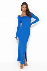 Diamond Oceans Long Sleeve Maxi Dress Blue