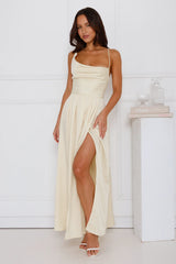 The Only Girl Satin Maxi Dress Yellow