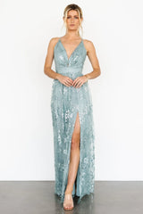 Tasha Sequin Gown | Sage Blue