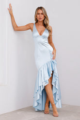 Twilight Luxe Satin Maxi Dress Blue