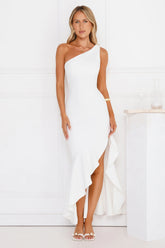 Go To Girl One Shoulder Maxi Dress White