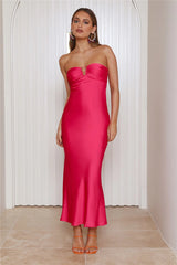 Who's That Girl Satin Maxi Dress Pink