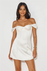 Era Of Cottagecore Satin Mini Dress Champagne