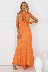 Garden Gems Halter Maxi Dress Orange