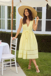 Golden Hour Magic Midi Dress Yellow