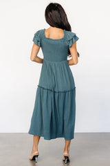 Jacie Smocked Midi Dress | Vintage Teal