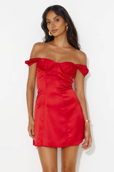 Era Of Cottagecore Satin Mini Dress Red