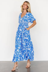 Elaine Maxi Dress | Blue + White