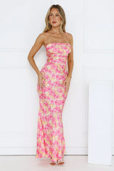 Twilight Tea Parties Satin Maxi Dress Pink
