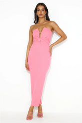 Groove To It Strapless Maxi Dress Pink