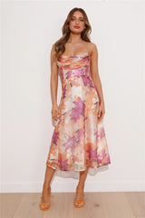 Fancy Party Midi Dress Orange