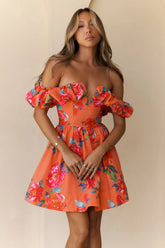 Velvet Rosé Off Shoulder Mini Dress Floral