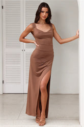 Fitted For You Maxi Dress Chocolate