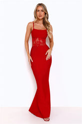 Eyes On The Prize Bandage Glitter Maxi Dress Red