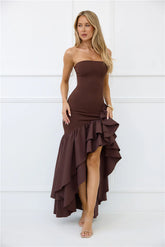Extravagant Events Strapless Maxi Dress Brown