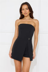 Time To Myself Strapless Romper Black