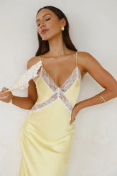 Ultimate Love Satin Slip Maxi Dress Yellow