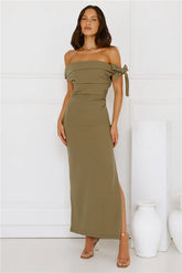 The Luxe Party Maxi Dress Olive