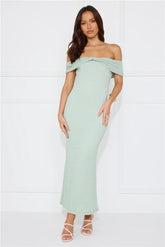 Fashion Fantasy Off Shoulder Maxi Dress Sage