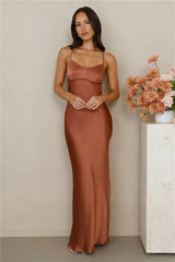 The Samara Satin Maxi Dress Copper