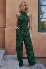 Freya Halter Jumpsuit | Emerald Floral