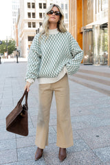 Hendrix Diamond Knit Sweater | Green