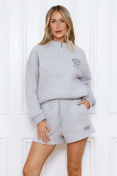 BASE Half Zip Emblem Sweatshirt Grey Marle