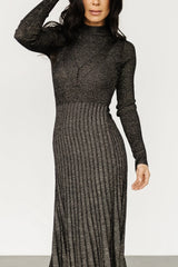 Jamelia Pleated Sweater Dress | Black + Gold