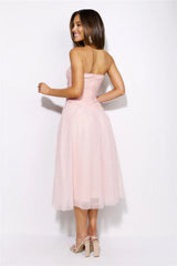 Glass Castle Tulle Midi Dress Pink