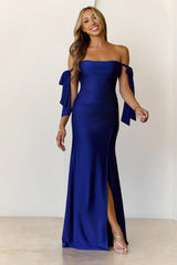 Whispers Of Dusk Off Shoulder Maxi Dress Navy