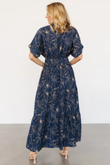 Hedda Tiered Maxi Dress | Deep Blue + Natural Floral