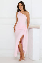 Tidal Dream One Shoulder Maxi Dress Pink