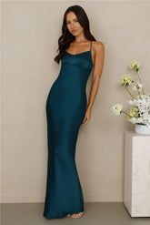 The Samara Satin Maxi Dress Teal